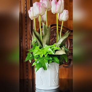 5 7/8" "Harvest" Milk Glass Cachepot/Canister/Etc. by Colony